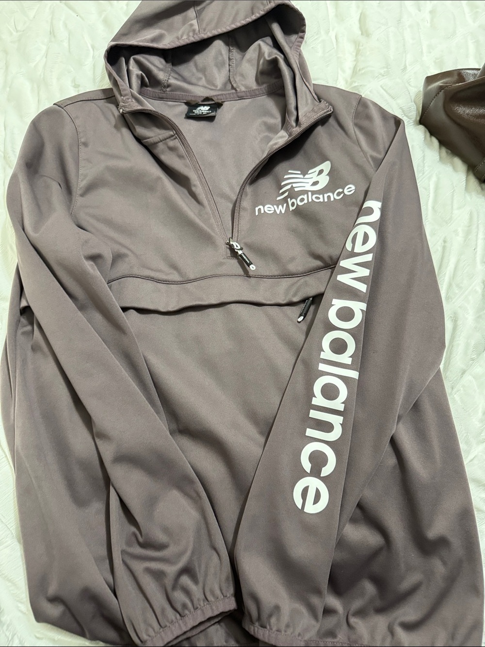 New Balance Pullover Hoodie in Mauve with White Logo